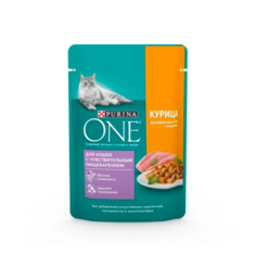 Влажный корм для кошек Purina One чувствительное пищеварение с курицей и морковью 75 г
