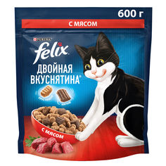 Сухой корм для кошек Felix с мясом, Двойная вкуснятина, 2 шт по 600 г