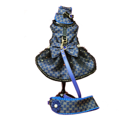 Платье для собак Gelvshi синее сo шляпой, в подарочной коробке, размер S