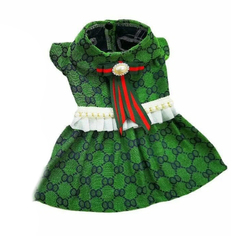 Платье для собак Gelvshi с бантом, зеленое, размер S