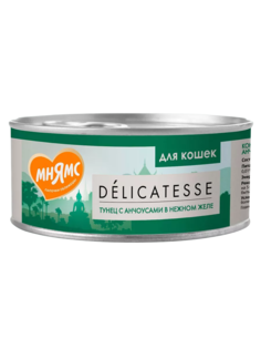 Влажный корм для кошек МНЯМС DELICATESSE с тунцом и анчоусами, 24 шт по 70 г