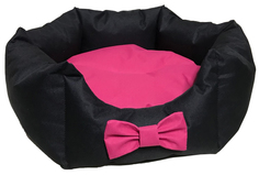 Лежанка для животных COMFY LOLA M черный, с розовой подушкой, 55 см ТОТО
