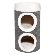 Домик-когтеточка для кошек Tappi Раппорто, белый, серый, ДСП, ковролин, 35x35x60 см