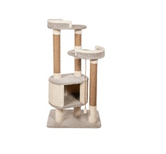 Комплекс для кошек Комфорт Хвостиков Шустрик, с домиком, серый, ковролин, картон, 133 см