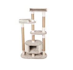 Комплекс для кошек Комфорт Хвостиков Волна, с домиком, серый, ковролин, картон, 190 см