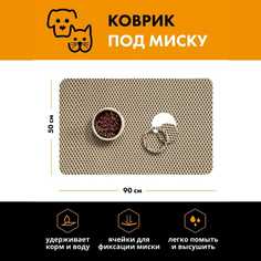 Коврик под миску для животных ТРОКОТ, бежевый, ЭВА, 90 x 50 см Trokot