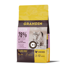 Сухой корм для котят Grandin Kitten, для беременных и кормящих кошек, с курицей, 1,5 кг