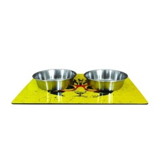 Миски для животных Уют,на магнитном коврике, желтый, кошка, металлические 280 мл