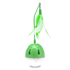 Игрушка для кошек SkyRus Swing Ball, интерактивная с перьями, зелёная