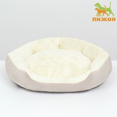 Лежанка для животных Пижон Кувшинка, серо-белая, текстиль 45 см