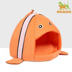 Домик для животных Пижон Рыбка-клоун, 31 х 30 х 28 см, оранжевый