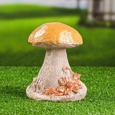 Садовая фигура Гриб большой охра с бежевым, 17х13х13см Хорошие сувениры