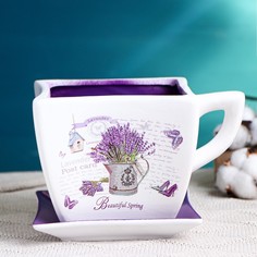 Цветочный горшок Take it easy Прованс 9232286 0,8 л белый; фиолетовый