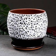 Цветочный горшок Март 7818699 10 л белый коричневый серый 1 шт. No Brand