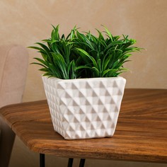 Цветочный горшок Керамика ручной работы Сеть без поддона Р00006496 0,9 л белый 1 шт.