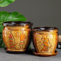 Цветочный горшок Африка 7915915 2,7 л коричневый No Brand