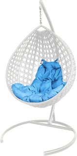 Подвесное кресло белый M-Group Капля Люкс 11030103 голубая подушка