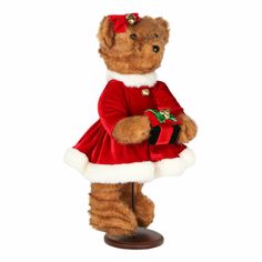 Фигурка Goodwill Медвежонок рождественский красно-коричневая 46 см
