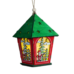 Елочная игрушка Luazon lighting Домик и дед мороз 4357371 1 шт. красный зеленый