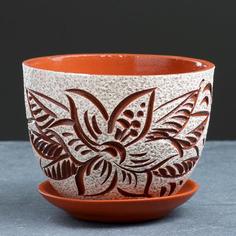 Цветочный горшок Sima-land Лилия 1,2 л белый, коричневый 1 шт.