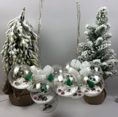 Гирлянда Merry Christmas бахрома 10LED Шары с ёлками, синяя 3м, 9305-1