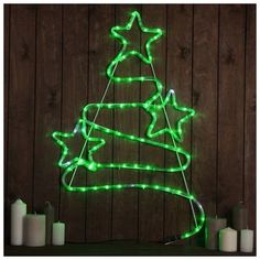 Световая фигура HTI Елочка со звездами 2315093 зеленый, белый холодный