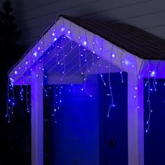Гирлянда "Бахрома" 4 х 0.6 м , IP44, белая нить, 180 LED, свечение синее, мерцание белым No Brand