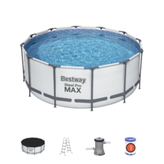 Каркасный бассейн Bestway 56420 366 х 122 см, фильтр-насос 2006 л/ч, тент, лестница