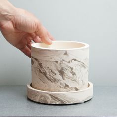 Цветочный горшок Ps с поддоном Cylwi Cylwimarble13 1 л мрамор P*S