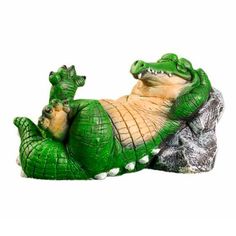 Садовая фигура Хорошие сувениры Крокодил у камня полистоун 16 х 29 см