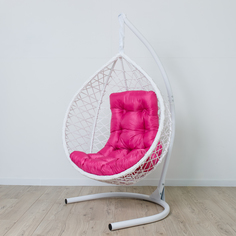 Подвесное кресло STULER Модерн Белый Розовая подушка розовая