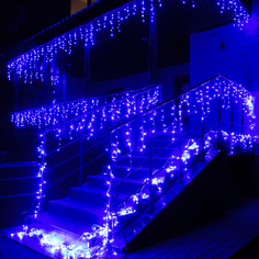Гирлянда новогодняя светодиодная бахрома уличная на дом H0142 Baziator синяя 25 м