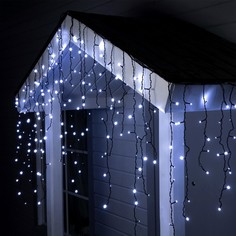 Гирлянда "Бахрома" 3 х 0.9 м , IP44, УМС, тёмная нить, 232 LED, свечение белое, 220 В No Brand