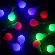 Световая гирлянда новогодняя Шарики белые 541526 5 м разноцветный/RGB No Brand