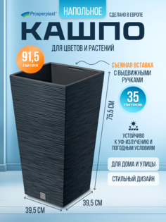 Кашпо для цветов напольное со вставкой Prosperplast PPDFSH400-S433 91,5 л, антрацит, 1 шт.