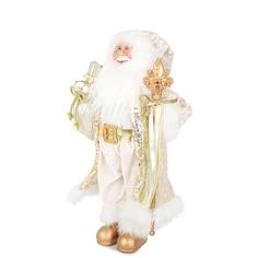 Дед мороз MaxiToys в Длинной Золотой Шубке, с Подарками и Посохом, 45 см