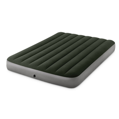 INTEX Кровать надувная DOWNY BED FULL, (fiber-tech), насос на батарейках, 137x191x25см