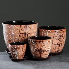 Цветочный горшок 2,5 л коричневый 3 шт. No Brand