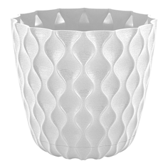 Горшок для цветов InGreen Wave с дренажной сеткой и съемным поддоном 115 мм 650 мл белый