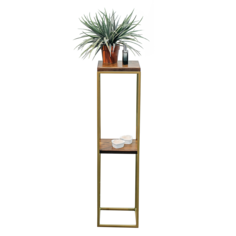 Подставка для цветов S12.shop ПОЛИКЛЕТ напольная металлическая, двухуровневая, цвет орех