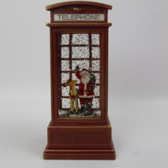 Сувенир Merry Christmas WDL-2102, 15168 Телефонная будка с Дедом Морозом, оленем и зайцем
