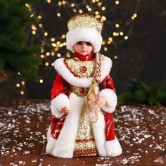 Новогодняя фигурка Зимнее волшебство Снегурочка шик в красной шубке с косой 6939397 1 шт.
