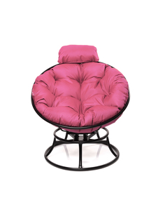 Кресло Папасан с пружинкой мини без ротанга чёрное, розовая подушка 23073750 No Brand