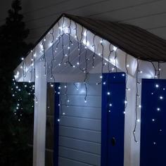 Гирлянда "Бахрома" 3 х 0.6 м , IP44, УМС, тёмная нить, 160 LED, свечение белое, 220 В No Brand