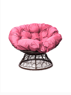 Кресло Папасан с ротангом коричневое, розовая подушка 23073545 No Brand