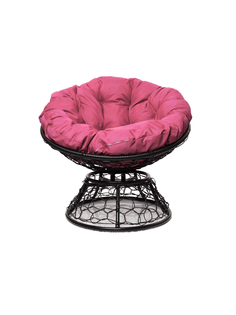 Кресло Папасан с пружинкой с ротангом чёрное, розовая подушка 23073522 No Brand