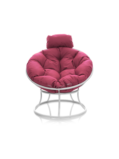 Кресло Папасан мини без ротанга белое, розовая подушка 23073623 No Brand