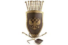 Каминный набор Щит-подставка Герб на 10 шампуров Эльбрус Shampurs