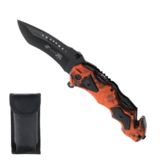 Нож складной Stinger, лезвие - 3Cr13, рукоять - алюминий, оранжевый камуфляж, 10 см Bazar