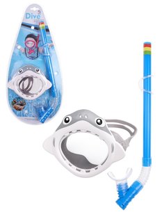 Набор для ныряния детский Акула: маска с трубкой (с клапаном), затычки для ушей Наша Игрушка